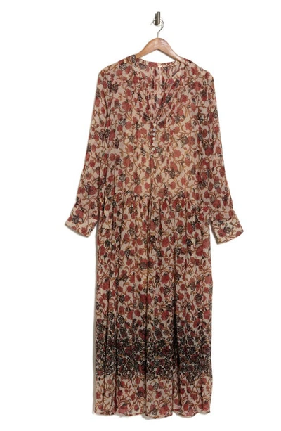 Shop Free People See It Through Floral Long Sleeve Maxi Dress In Cream