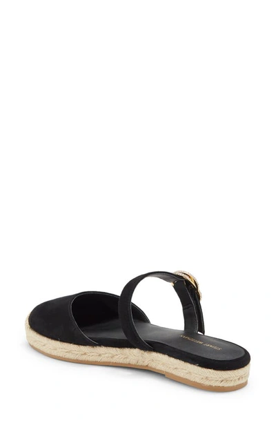 Stuart Weitzman Crystal Buckle Espadrille Mule In Black
