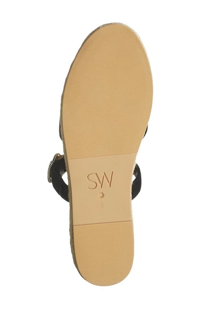 Stuart Weitzman Crystal Buckle Espadrille Mule In Black