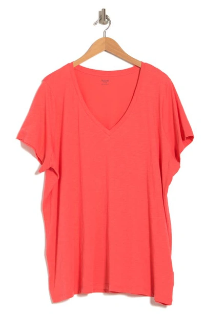 Shop Madewell Whisper Cotton V-neck T-shirt In Sundrenched Tulip