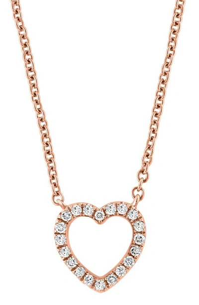 Effy 14k Rose Gold Diamond Heart Necklace In Pink