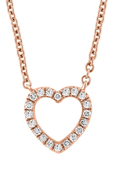 Effy 14k Rose Gold Diamond Heart Necklace In Pink