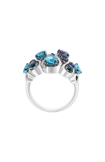 Effy Sterling Silver Amethyst, Blue Topaz, London Blue Topaz & Diamond Ring In Blue Multi