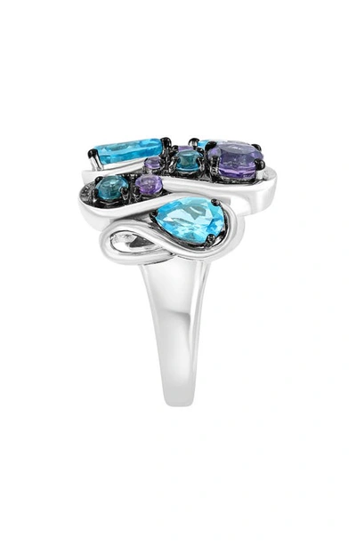 Effy Sterling Silver Amethyst, Blue Topaz, London Blue Topaz & Diamond Ring In Blue Multi