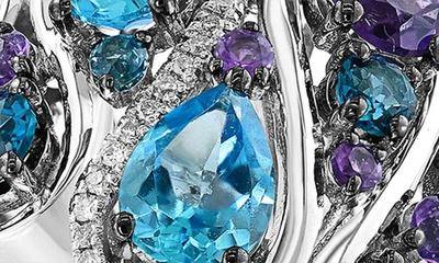 Effy Sterling Silver Amethyst, Blue Topaz, London Blue Topaz & Diamond Ring In Blue Multi