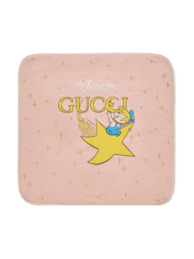 Shop Gucci X The Jetsons Cotton Blanket In Pink
