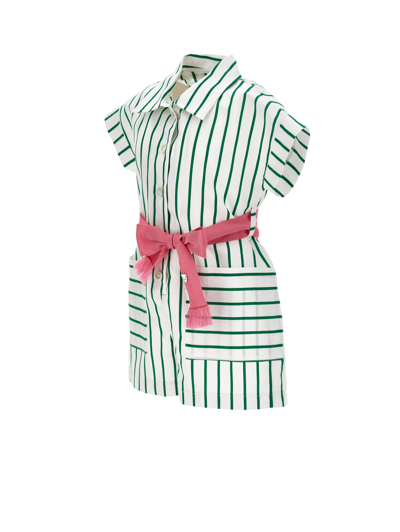 Monnalisa Striped Jumpsuit In White