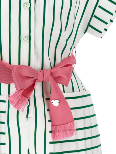 Monnalisa Striped Jumpsuit In White