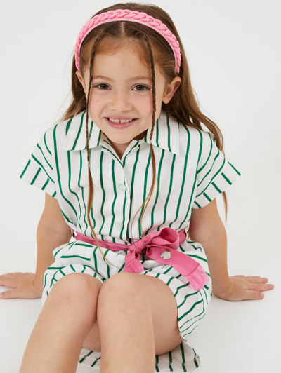 Monnalisa Striped Jumpsuit In White