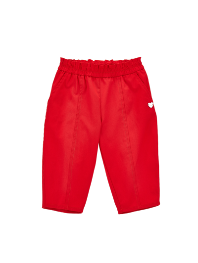Shop Monnalisa Gabardine Trousers With Pockets In Red
