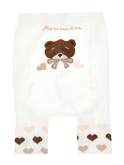 Shop Monnalisa Warm Cotton Tights With Hearts In Cream