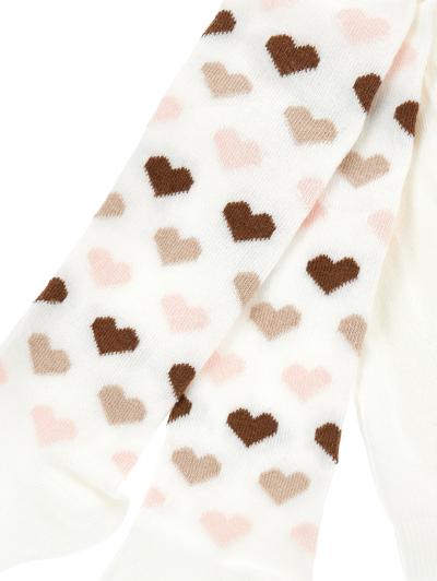 Monnalisa Warm Cotton Tights With Hearts In Cream