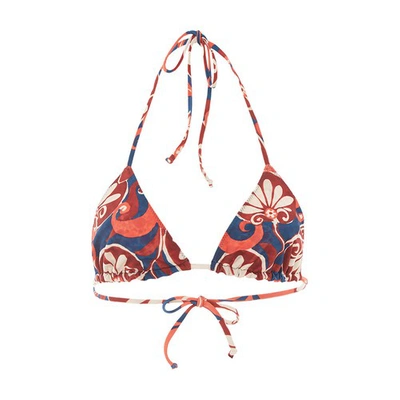Shop La Doublej Triangle Bikini Top In Moonflower_navy