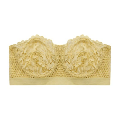 Petunia Stretch-mesh And Corded Lace Underwired Strapless Balconette Bra In  Lemongrass