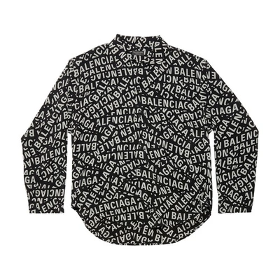 Shop Balenciaga Logo Strips Minimal Shirt Large Fit In Black_grey