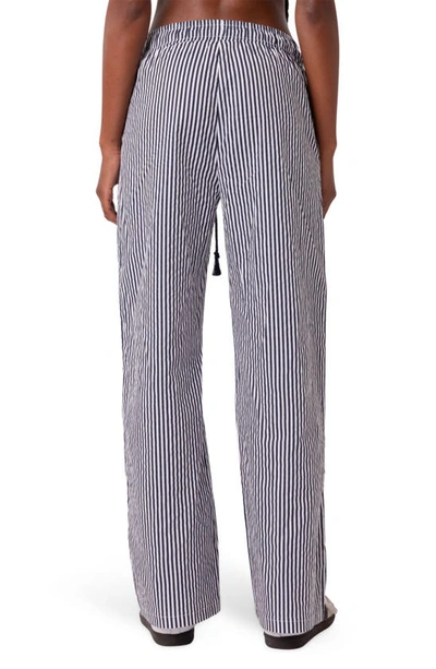 Edikted Seaside Stripe Wide Leg Drawstring Pants In Navy Mix