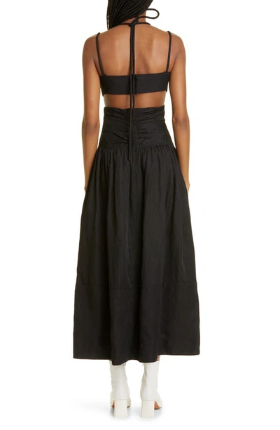 Shop Proenza Schouler Tiered Ruched Strappy Cutout Midi Dress In Black