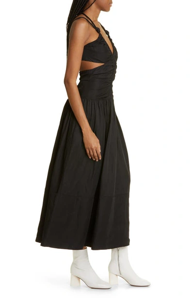 Shop Proenza Schouler Tiered Ruched Strappy Cutout Midi Dress In Black