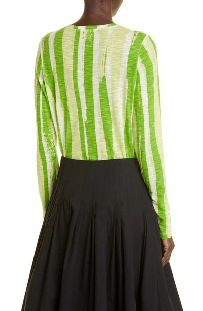 Shop Proenza Schouler Long Sleeve Cotton T-shirt In Green Multi