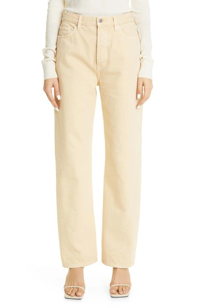 Shop Totême Twisted Seam Straight Leg Jeans In Washed Beige