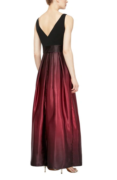 Shop Slny Ombrè Satin Woven Gown In Fig