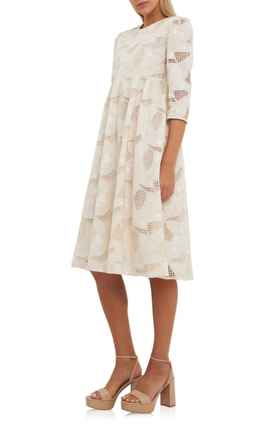 English Factory Embroidered Lace A-line Dress In Ivory