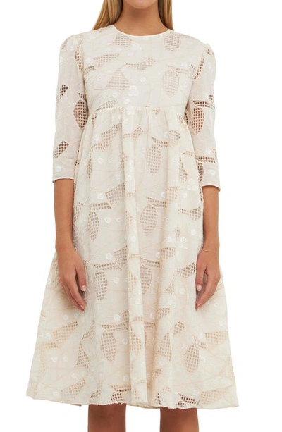 English Factory Embroidered Lace A-line Dress In Ivory
