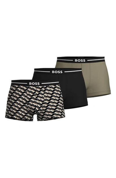 Shop Hugo Boss Assorted 3-pack Trunks In Black Miscellaneous