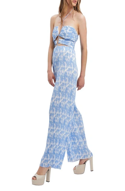 Shop Bardot Hattia Floral Print Sleeveless Jumpsuit In Baby Blue Floral