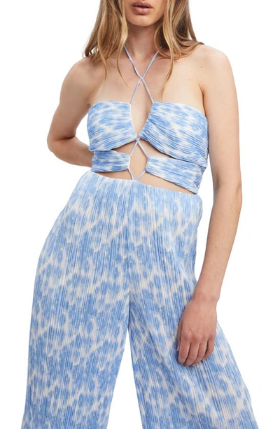 Shop Bardot Hattia Floral Print Sleeveless Jumpsuit In Baby Blue Floral