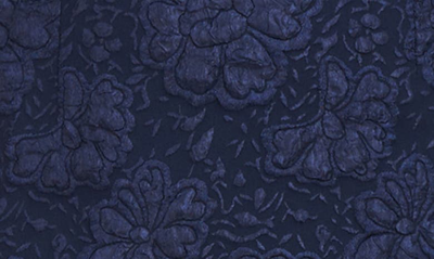 Js Collections Janessa Floral Mesh Column Gown In Navy