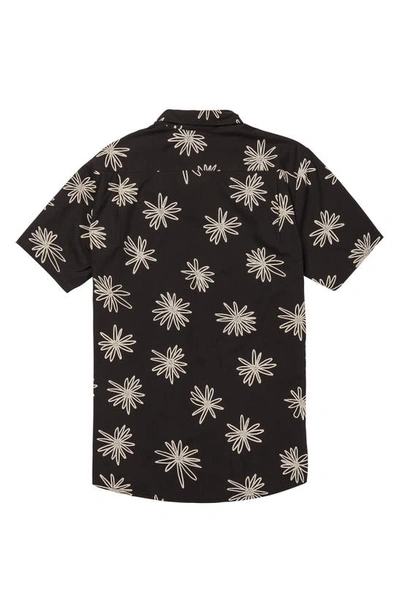 Shop Volcom Lazy Dazey Floral Short Sleeve Button-up Shirt In Black