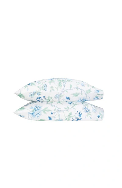 Shop Matouk Set Of 2 Simone Linen Pillowcases In Sea