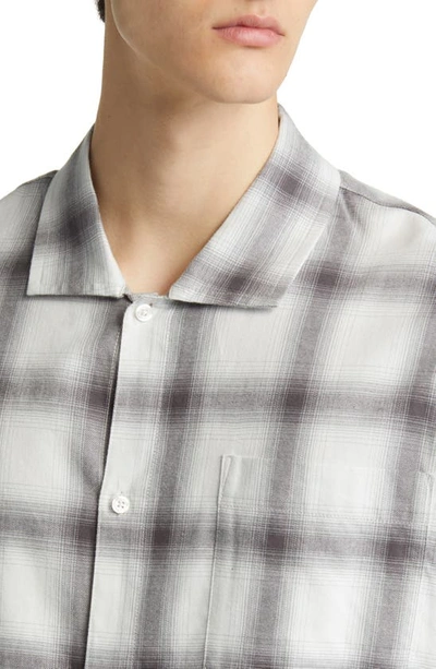 Shop Frame Plaid Lightweight Button-up Shirt In White Sand Multi