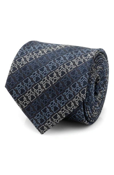 Shop Cufflinks, Inc . Grogu Outline Stripe Silk Blend Tie In Navy