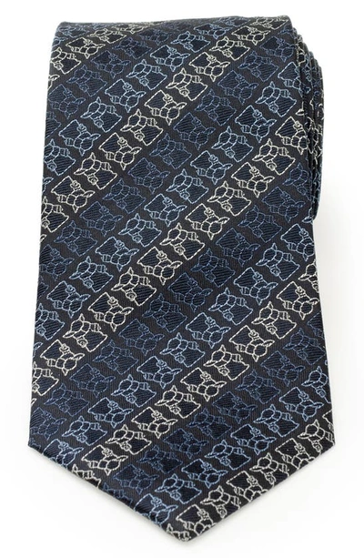 Cufflinks, Inc Grogu Outline Stripe Silk Blend Tie In Navy