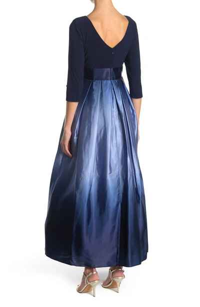 Shop Slny Sl Fashions 3/4 Length Sleeve Ombre Dress In Navy/ Wed