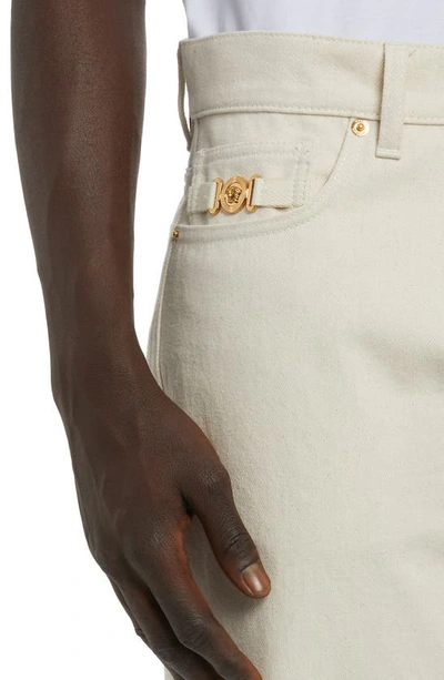Shop Versace Mitchel Rigid Jeans In 1d210-ecru