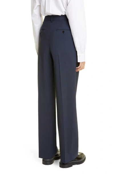 Shop Theory New T Double Pleated Stretch Wool Pants In Nocturne Navy