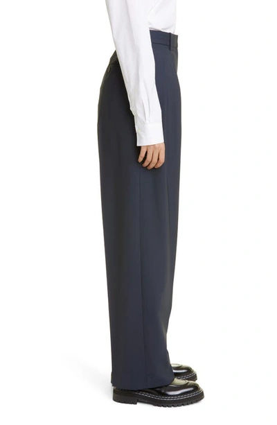 Shop Theory New T Double Pleated Stretch Wool Pants In Nocturne Navy