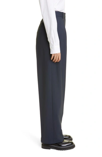 Theory New T Double Pleated Stretch Wool Pants In Nocturne Navy