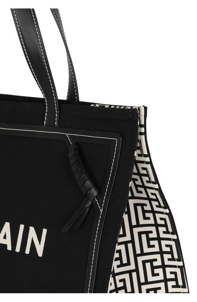 Balmain Medium B-army Monogram Shopper Tote In Ivory/ Black