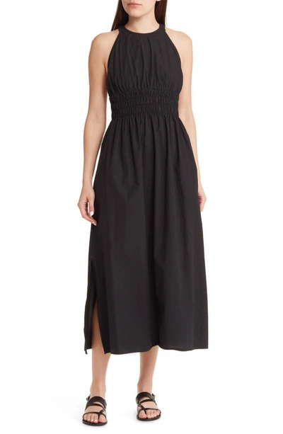 Shop Xirena Tove Smocked Cotton Midi Dress In Black