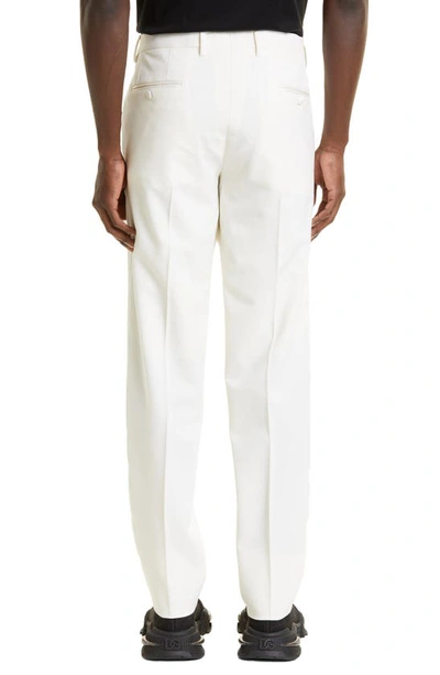 Shop Dolce & Gabbana Regular Fit Stretch Wool Blend Tuxedo Pants In Natural
