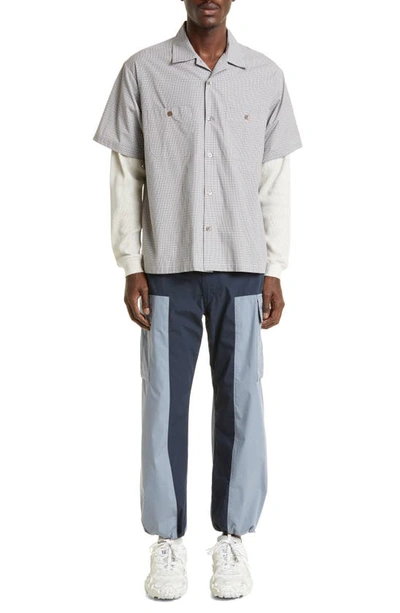 Shop Flagstuff Colorblock Cotton Blend Cargo Pants In Navy X Gray
