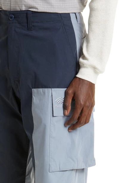 Shop Flagstuff Colorblock Cotton Blend Cargo Pants In Navy X Gray