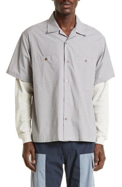 Shop Flagstuff Check Layered Look Shirt In Gray