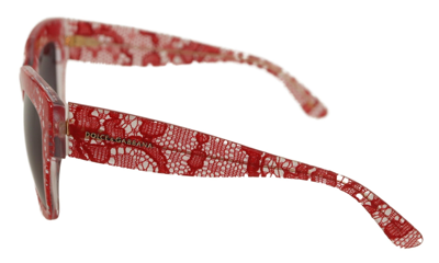 Shop Dolce & Gabbana Red Lace Acetate Rectangle Shades Men's Sunglasses