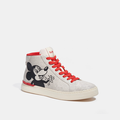 Shop Coach Outlet Disney Mickey Mouse X Keith Haring Clip High Top Sneaker In White