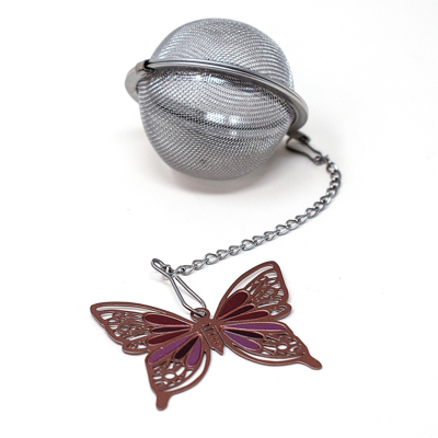 Norpro Mesh Tea Infuser With Butterfly Charm, 2-inch, Stainless Steel In Silver